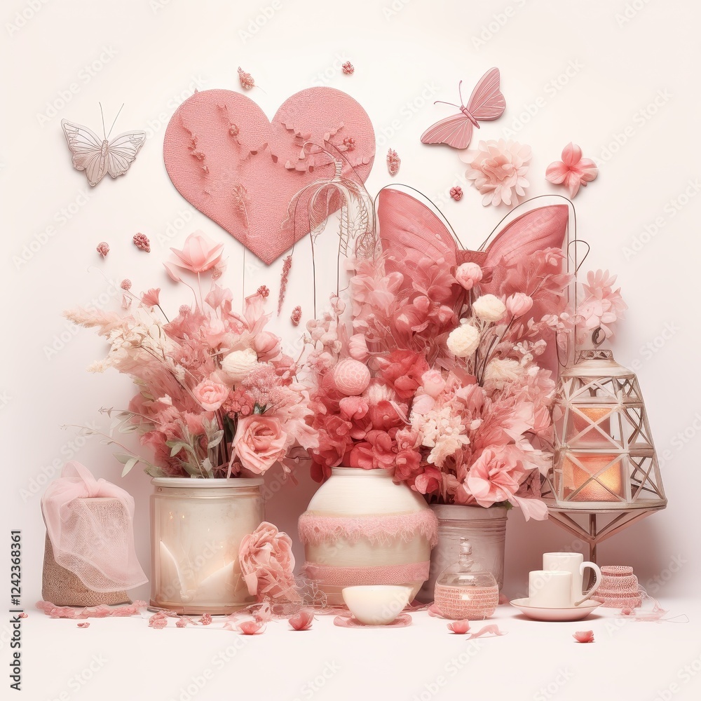 Charming pastel-colored love icons, combining soft red hues and delicate floral arrangements to create a dreamy romantic aesthetic. --v 5.2 Job ID: c72b97d2-a5e6-413c-a2fe-e05f517394d5 Charming pastel-colored love icons, combining soft red hues and delicate floral arrangements to create a dreamy romantic aesthetic. --v 5.2 Job ID: c72b97d2-a5e6-413c-a2fe-e05f517394d5