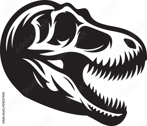 tyrannosaurus skull logo clip art silhouette logo design vector illustration