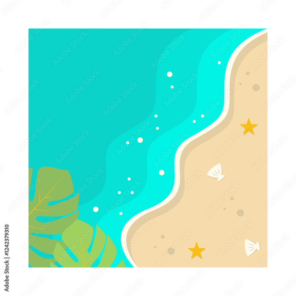 Beautiful Beach Background. Vector Illustration with Cartoon Design Concept Beautiful Beach Background. Vector Illustration with Cartoon Design Concept