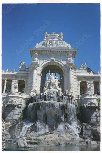 Grand Neoclassical Fountain of Palais Longchamp - Marseille France.
