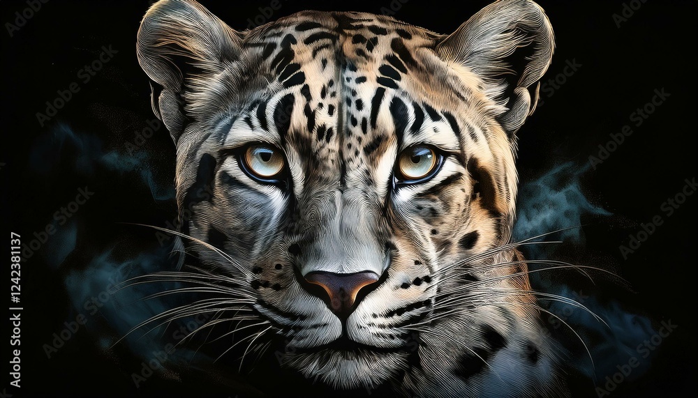 Fototapeta premium Clouded Leopard on a black background