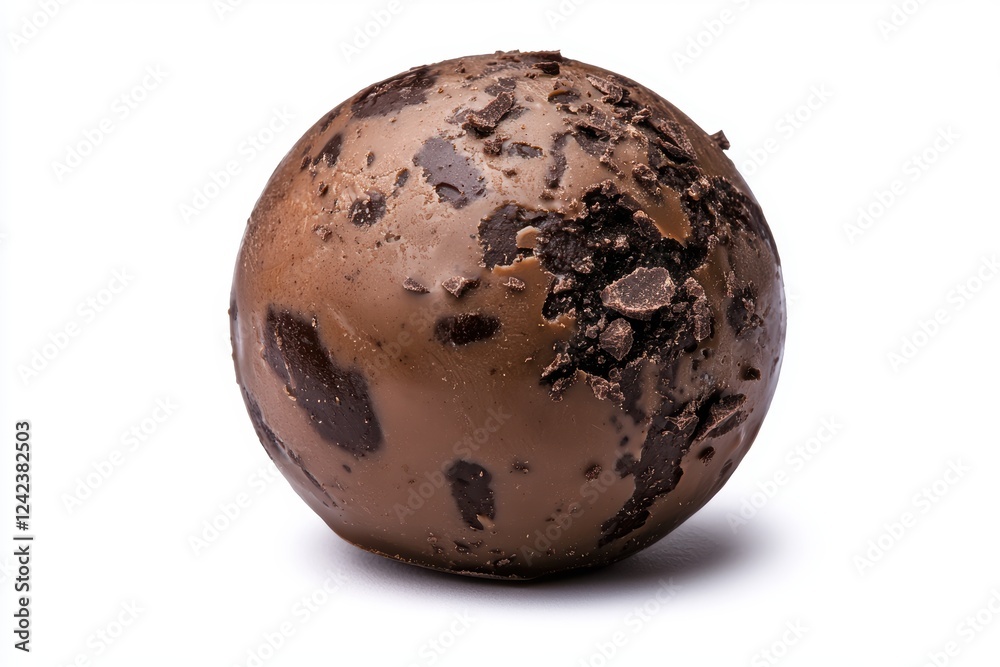 Close-up of a round chocolate truffle with chocolate shavings Close-up of a round chocolate truffle with chocolate shavings