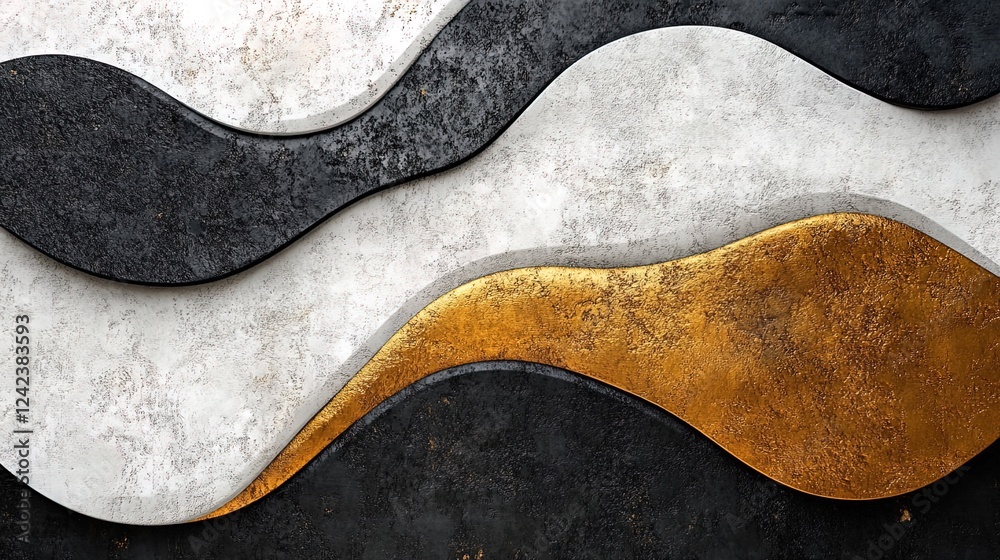 A bold oil texture background with flowing black, white, and gold patterns A bold oil texture background with flowing black, white, and gold patterns