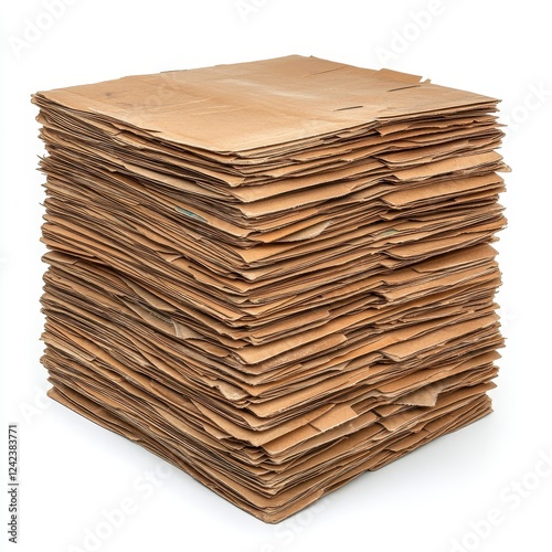 Stack of Used Cardboard Sheets Ready for Recycling, Generative AI.