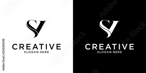 SV or VS initial letter logo design vector