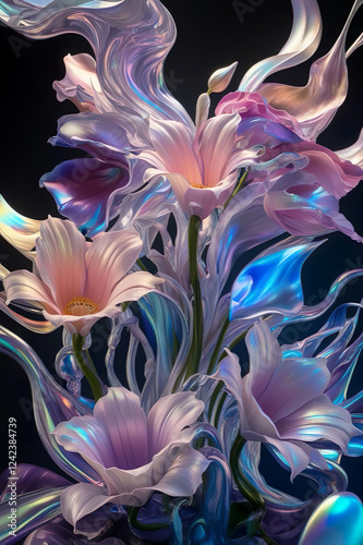 an abstract, futuristic flower
