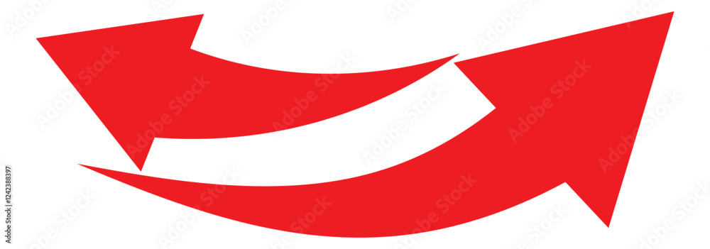 Black and red curved arrows set with directional icons Black and red curved arrows set with directional icons