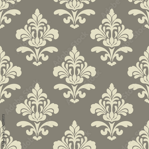 Hand drawing illustration vector Seamless floral damask pattern design.