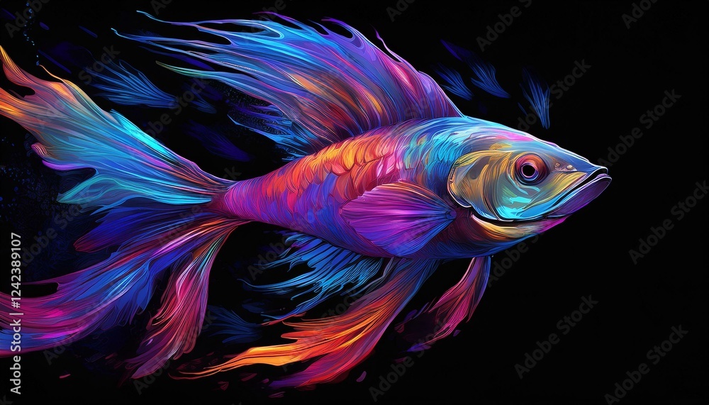 Fototapeta premium Flying Fish on a black background