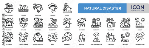 Natural Disaster Line Icon Collection