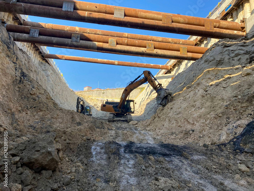 crusher breaks the ground at construction site