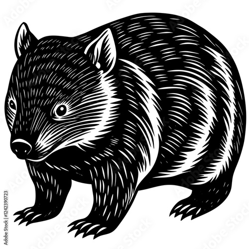 vector illustration of a black wombat