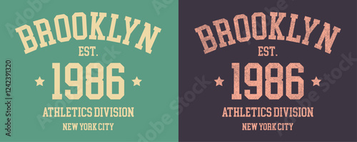 Brooklyn, New York City, Athletics Division retro college varsity typographic vector graphic.