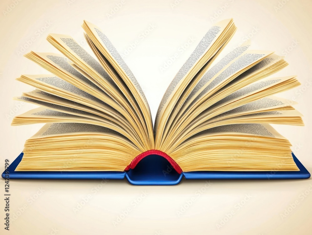 Fototapeta premium Open Book with Pages Flipping in a Light Background Illustrating Knowledge, Education, and Learning Concepts for Various Projects and Themes