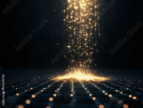 Data breach visualized as glowing streams digital realm graphic abstract environment macro view cybersecurity concept photo