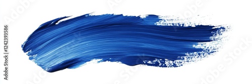 Blue paint brush stroke on white, design element