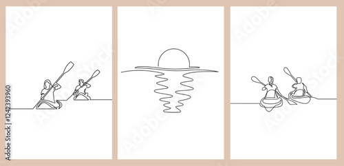 Set of 3 Kayak Canoe Wall Art Decor Poster Print