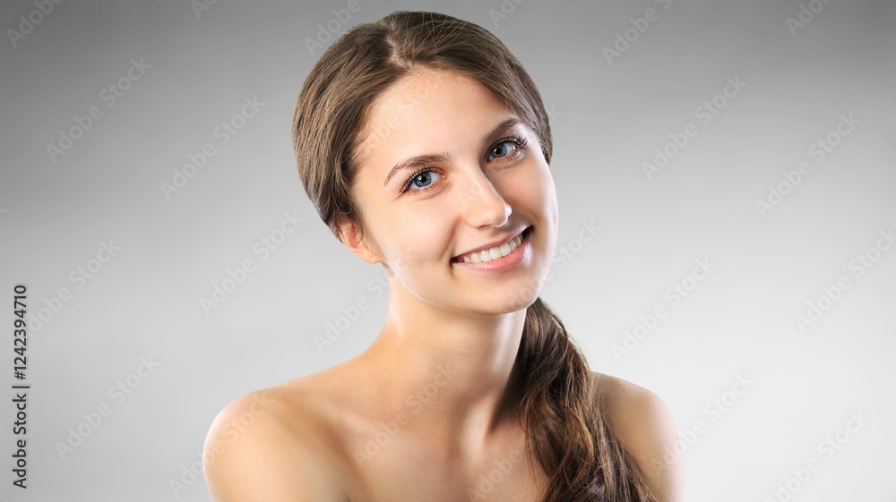 Happy portrait of a beautiful woman with clean skin Happy portrait of a beautiful woman with clean skin