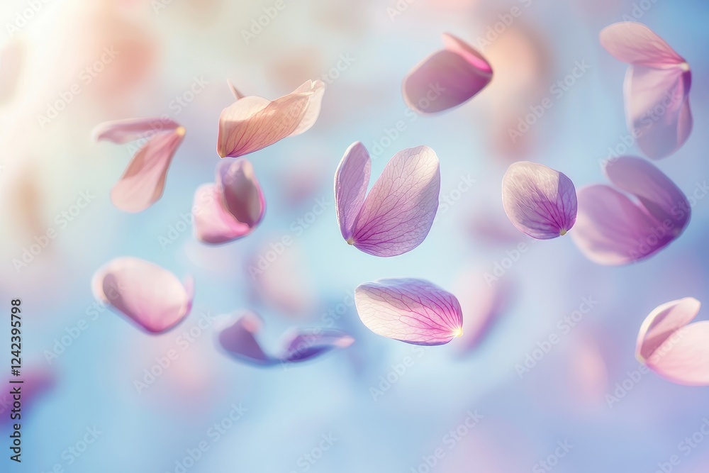 Fototapeta premium Abstract Floating Petals in Soft Pastel Hues with Gentle Gradation