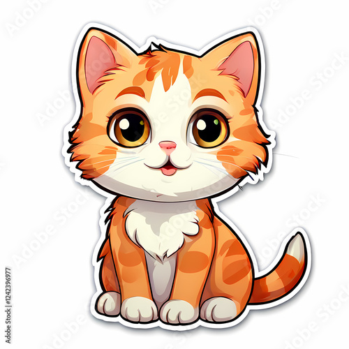 Wallpaper Mural Charming Cat Sticker Decal – Pastel-Tinted Smiling Companion with Lustrous Eyes Torontodigital.ca