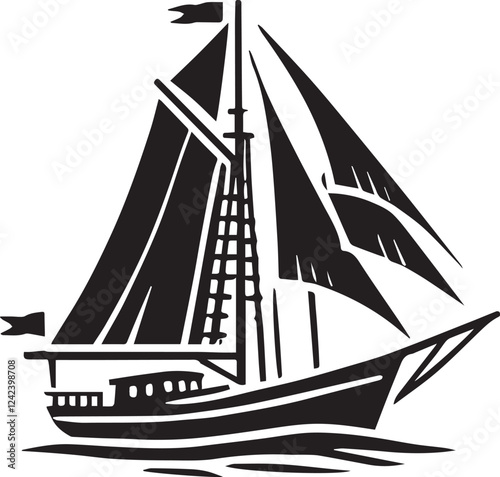 black sailboat logo, sailboat vector illustration, black sailboat vector, sailboat silhouette vector black and white 