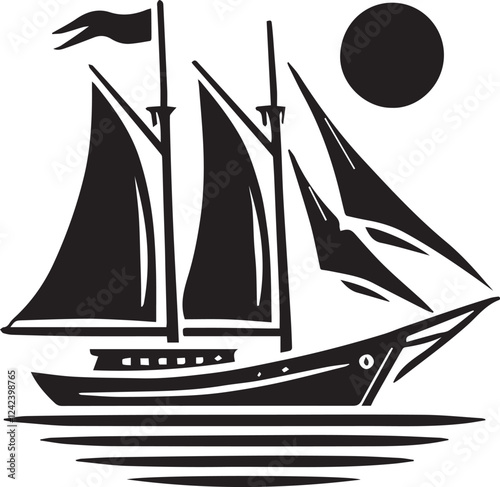 black sailboat logo, sailboat vector illustration, black sailboat vector, sailboat silhouette vector black and white 