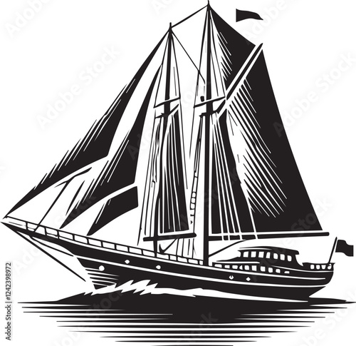 black sailboat logo, sailboat vector illustration, black sailboat vector, sailboat silhouette vector black and white 