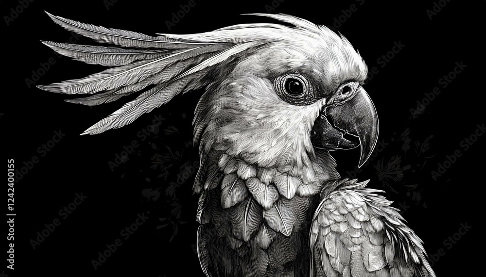 Fototapeta premium Cockatoo on a black background