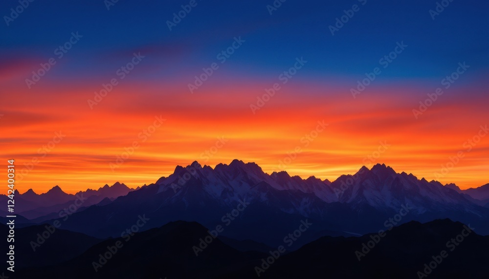 Fototapeta premium Spectacular sunset over mountain range with vibrant sky colors