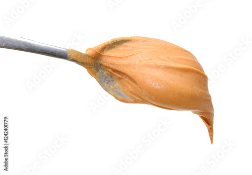 Creamy peanut butter in a spoon