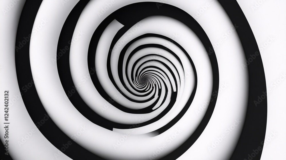 Fototapeta premium Hypnotic black and white spiral creates a vortex optical illusion