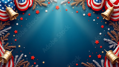 Stunning President's Day Background Vector – American Flag, Eagles, Liberty Bell & Festive Decorations in Ultra HD