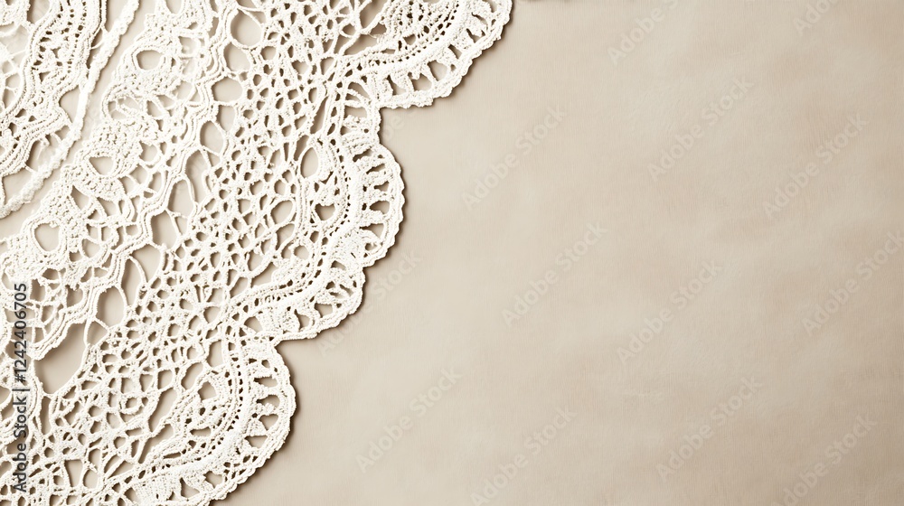 Lace doily on beige background, craft Lace doily on beige background, craft