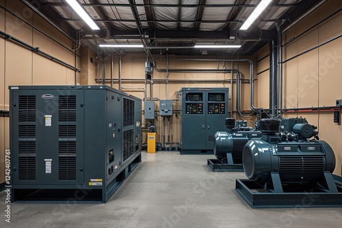 Industrial Power Backup Room Featuring Two Operational Diesel Generators