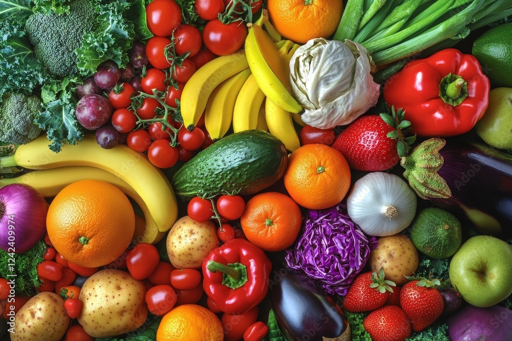 Vibrant fruits vegetables healthy food market Vibrant fruits vegetables healthy food market