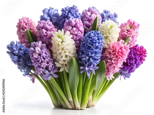 bouquet of colorful hyacinths in vase