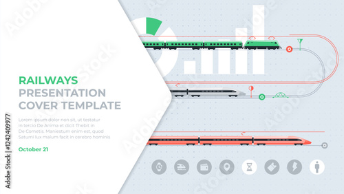 Railway presentation. The cover template has all the elements layered. The strokes are editable