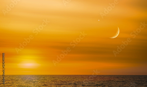 Photography Islam moon star night isra miraj namaz sunset background mubaruk greeting islam