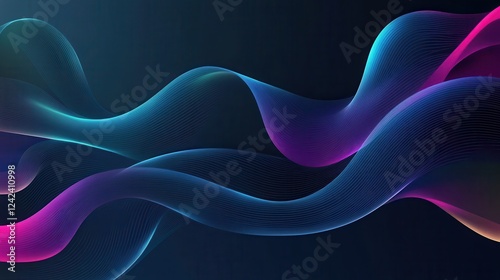 Abstract Flowing Neon Waves Design