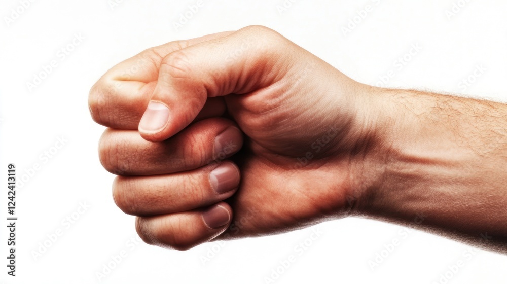 Man's fist clenched tight. Man's fist clenched tight.