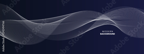 Dark blue abstract gradient background with elegant wave design, ideal for presentations, banners, and website headers