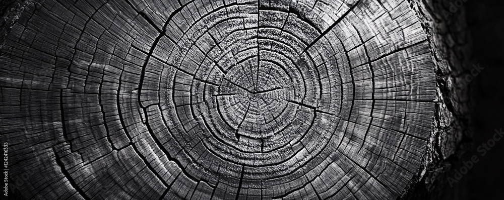 Obraz premium Detail of tree trunk showing growth rings creating a background texture