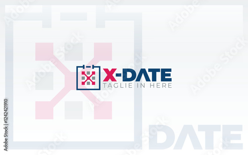 Letter X logo forms a calendar symbol in pink color