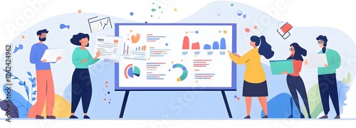 A business team presenting their marketing plan, with documents highlighting key strategies for lead generation and market targeting