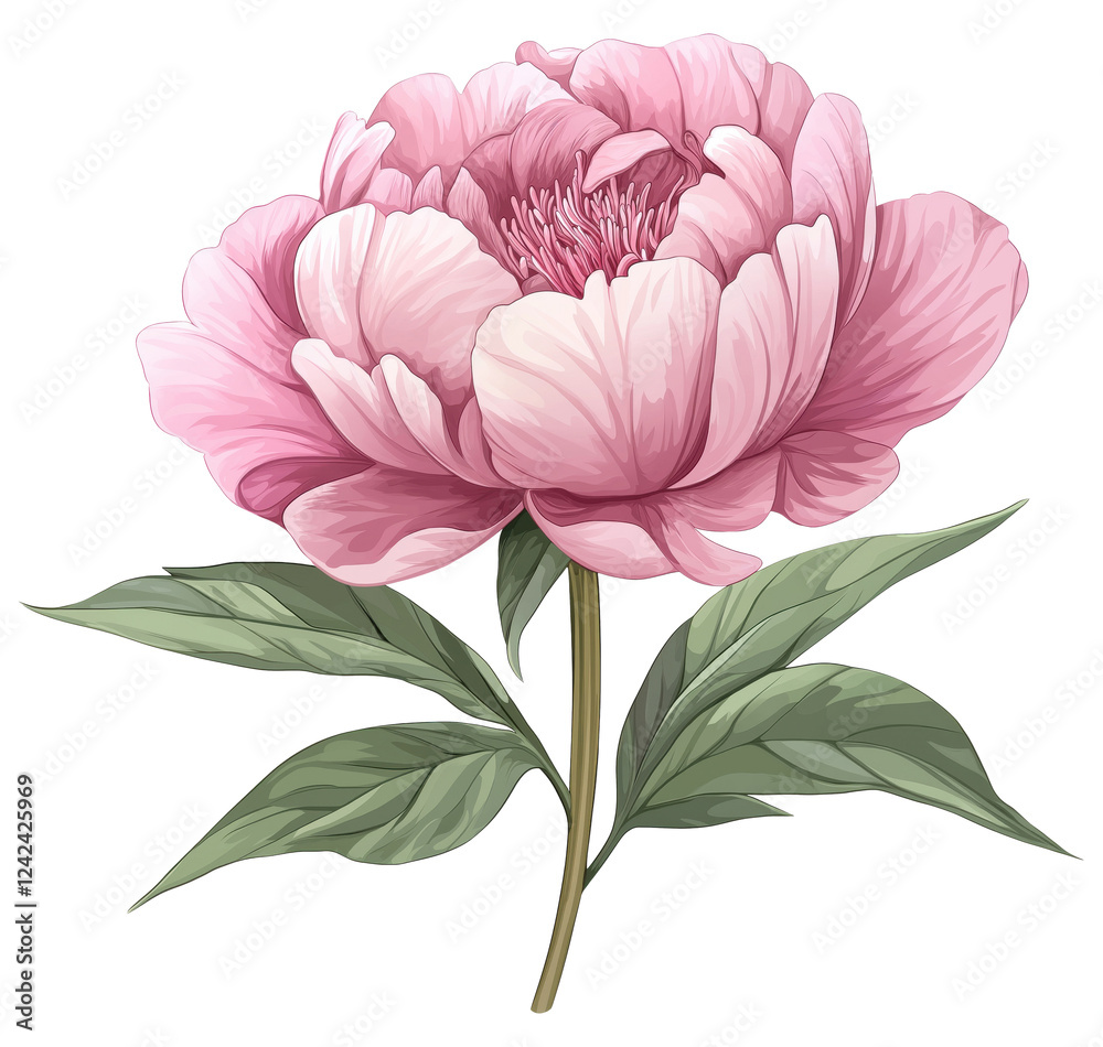 Φωτογραφία Illustration of a pink peony flower isolated on transparent background