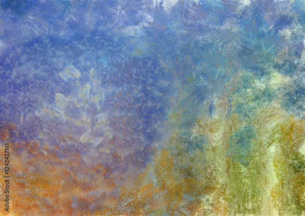 Colorful gradient background with color transitions. Colorful gradient background Chalk illustration gives an impressionist style to the painting.
