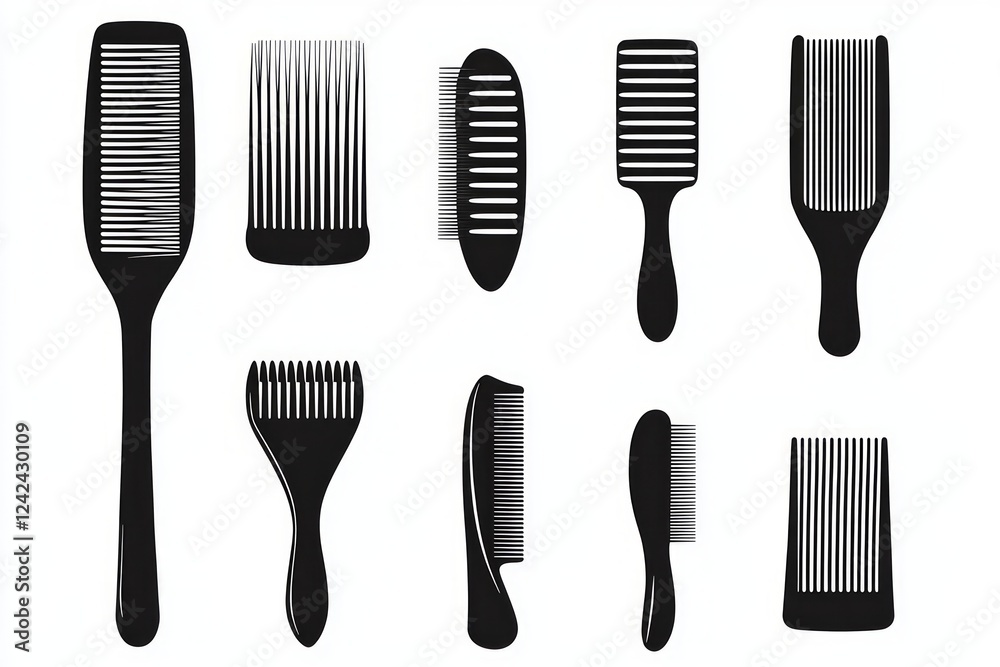 Collection of Stylish Hair Brushes and Combs - A Professional Salon's Essential Tools Collection of Stylish Hair Brushes and Combs - A Professional Salon's Essential Tools