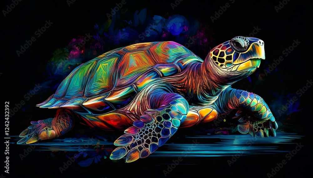 Turtle on a black background Turtle on a black background