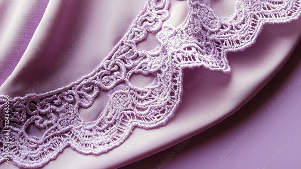 Obraz premium Lilac fabric lace detail, textile background