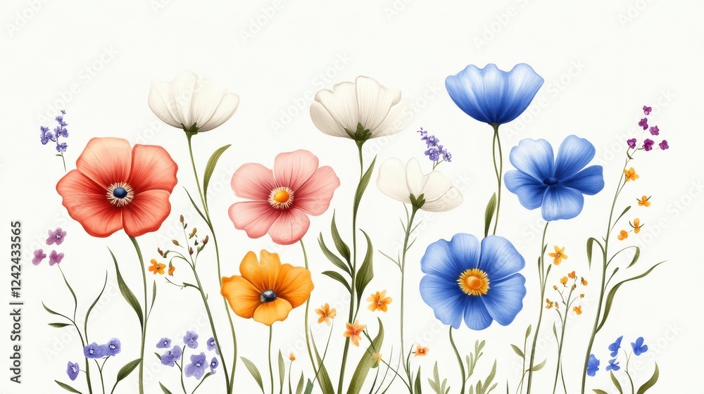Obraz premium Beautiful Floral Composition with Colorful Blossoms and Greenery